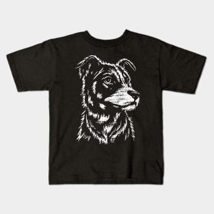 Minimalist Mongrel Dog Head - distressed Kids T-Shirt